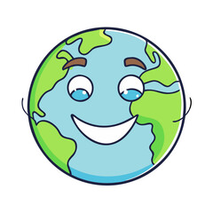 smiling earth vector icon, smiling earth vector illustration - simple illustration of smiling earth, perfect for logos and icons