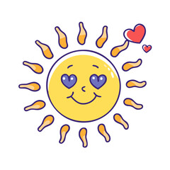 smiling sun with heart vector icon, smiling sun with heart vector illustration - simple illustration of smiling sun with heart, perfect for logos and icons