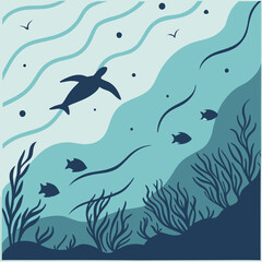 Ocean water transitioning from light turquoise near the shore to deep navy in the depths Seamless Pattern Texture