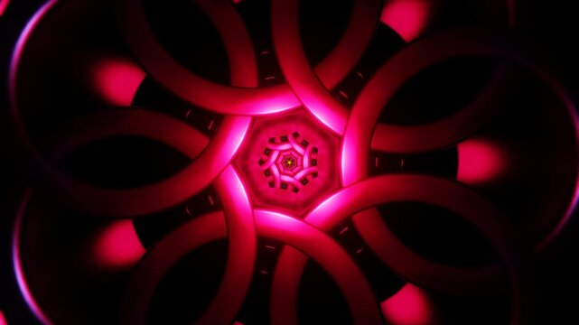 Pulsating Neon Light Animation With Rotating Abstract Patterns