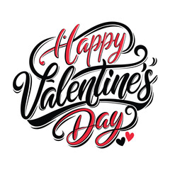 Colorful Hearts and Happy Valentines Day! Text Design line art icon sign silhouette vector illustration with fun brush ink calligraphy typography for photo overlays t-shirt print flyer poster design