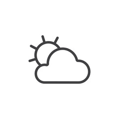 cloud with sun icon Simple outline vector logo