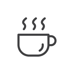 coffee cup icon Simple outline vector logo