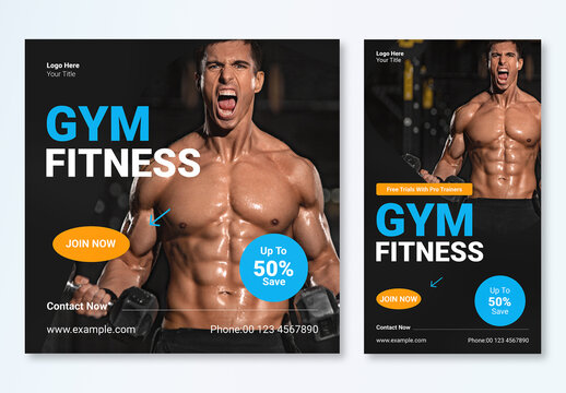 Clean Fitness Social Media Post & Story Template