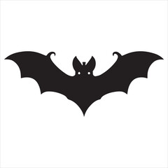 Simple Black Silhouette of a Bat Against a Light Gray Background