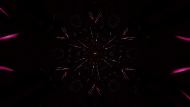 Seamless Abstract Neon Mandala With Rotating Geometric Animation