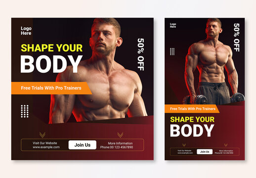 Modern Minimal Fitness Post & Story Design Layout