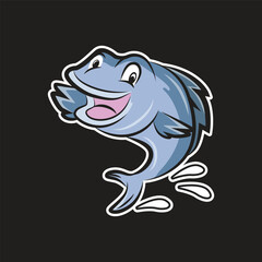 Fish logo cute grey color
