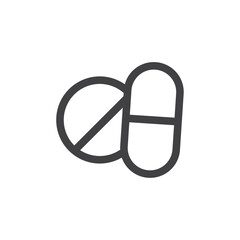 Obraz premium Pills icon Simple outline vector logo