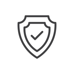 shield with check mark icon Simple outline vector logo