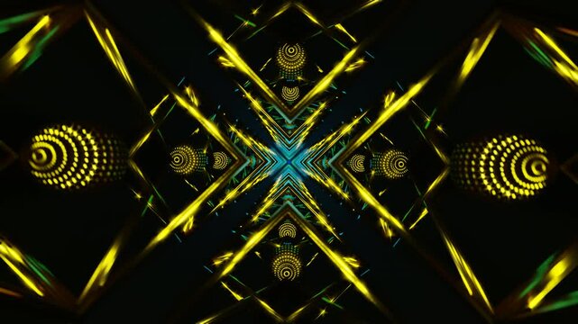 Dynamic Neon Animation With Rotating Geometric Light Vibrations