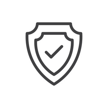 recommend clip art: shield with check mark icon Simple outline vector logo