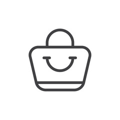 Shopping bag icon Simple outline vector logo