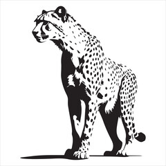Powerful Cheetah Silhouette in Black and White