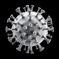 Fototapeta premium High-Resolution 3D Rendering of Virus Structure with Spike Proteins on Black Background
