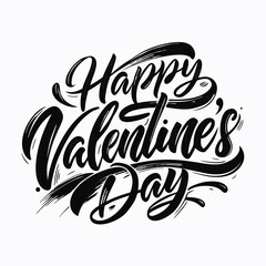 Colorful Hearts and Happy Valentines Day! Text Design line art icon sign silhouette vector illustration with fun brush ink calligraphy typography for photo overlays t-shirt print flyer poster design