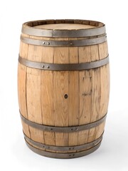 Fototapeta premium One traditional wooden barrel isolated on white 