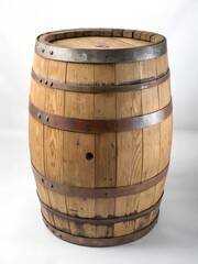 Fototapeta premium One traditional wooden barrel isolated on white 