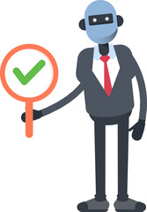 Humanoid Office Worker Character Showing Check Mark
