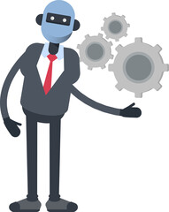 Humanoid Office Worker Character Holding Gears
