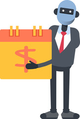 Humanoid Office Worker Character and Payment Date Calendar
