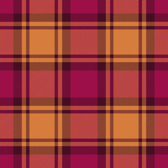 Illustration background vector check, inspiration seamless fabric pattern. Deep tartan texture plaid textile in orange and dark colors.