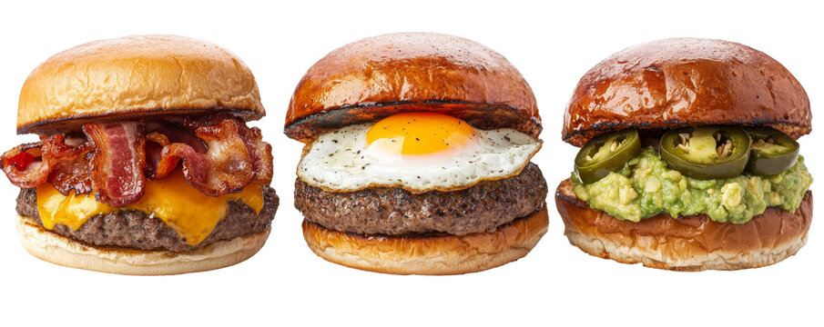 Gourmet burger set with bacon lettuce tomato and cheese – usa fast food
