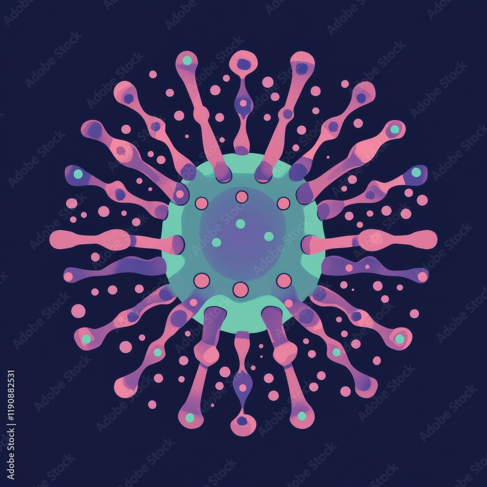 Leinwandbilder illustration of a clean and simple virus design with colorful elements against a dark background. ge