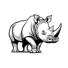 Fototapeta premium Rhinoceros on White Background