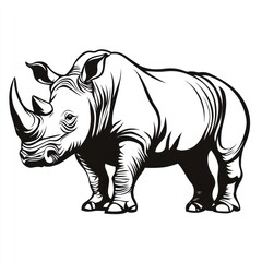 Fototapeta premium Rhinoceros Standing in Profile, Safari, Africa