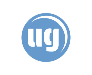 UG sport emblem or team logotype. Ball logo with a combination of Initial letter U and G for balls shop, sports company, training, club badge.