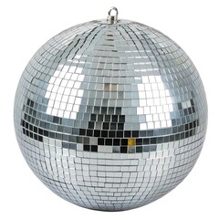 shiny disco ball reflecting light, isolated on white background