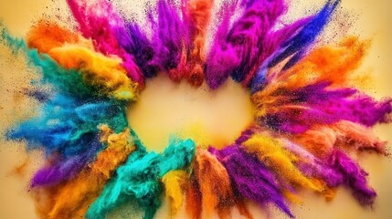 Rituals and Colors of Holi The Festival of Togetherness Vibrant Color Powder Explosion Against Soft Background