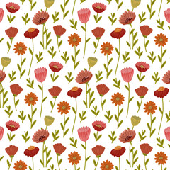 Obraz premium Spring Cosmos Flower Pattern – Vibrant and Playful Floral Illustration
