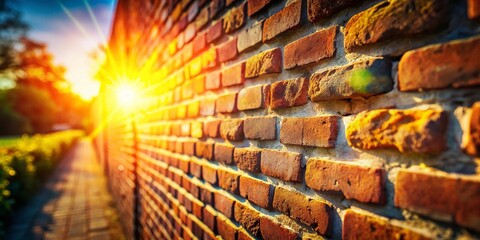 Miniature Old Brick Wall in Bright Sunlight - Tilt-Shift Photography