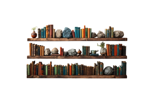 Book Shelves on transparent background.