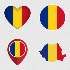 Fototapeta premium Romania Flag Icons Pack. Vector illustration.
