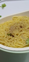 Yellow noodles in a lunch box
