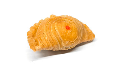 curry puff pastry isolated on white background. Snacks in Thailand. Bean Paste Pastries