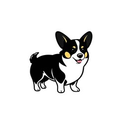 Cartoon Illustration of a Corgi Dog with a Playful Expression on a White Background