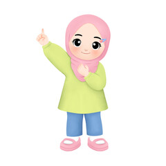 cheerful muslim kid celebrate ramadan watercolor illustration