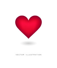1534_Red heart with gradients, isolated on white background, vector illustration