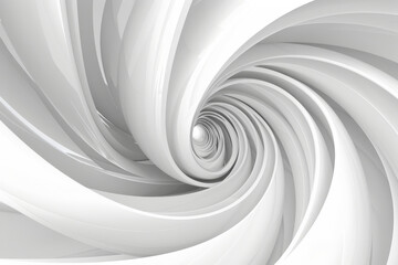 Abstract Minimal 3D Swirling Design. Futuristic White Spiral Wallpaper, Smooth Vortex Curves