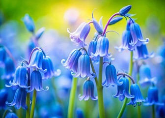 Minimalist Bluebell Garden: Delicate Spring Blooms in Soft Blue Hues