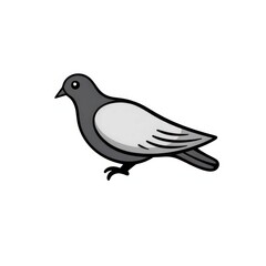 Fototapeta premium Stylized Pigeon Illustration in Black Icon on a White Background