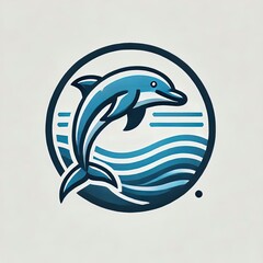 Obraz premium dolpin water circle logo ilustration
