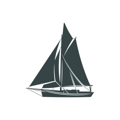 Sailing boat design vector illustration. Sailing boat Silhouette. Boat design template.