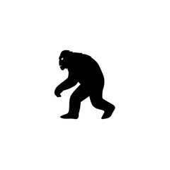 Obraz premium Black and White Icon of a Bigfoot with Simplistic Design on a White Background