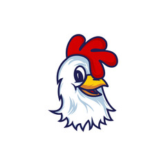 Chicken head illustration, rooster cartoon mascot logo elements vector