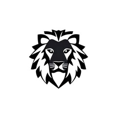 Black and White Drawing of a Lion's Head with Detailed Features on a White Background